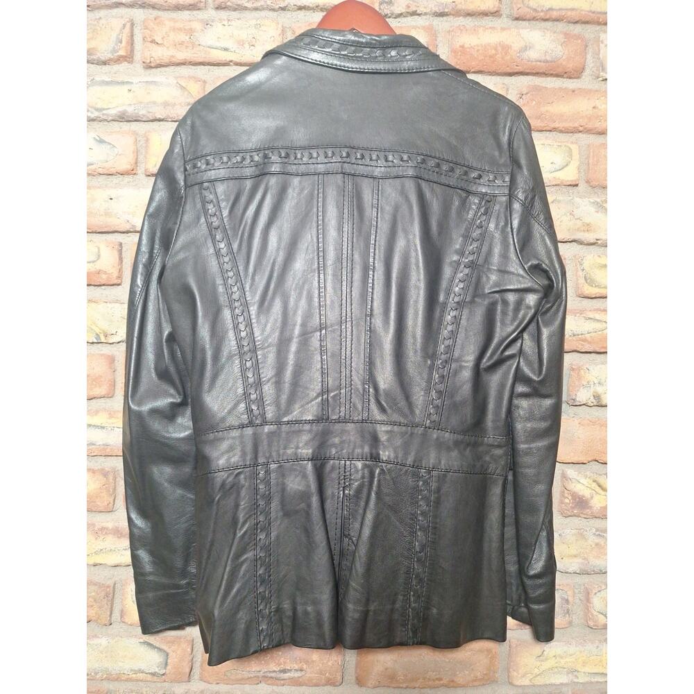 Just Cavalli Leather Blazer Jacket Black Italian Made Size 48 Mens Medium - Picture 4 of 10